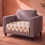 Meadow Bloom - Printed Sofa Cover (White)
