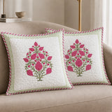 Ombre Berry - Hand Block Print Quilted Cushion Cover (Pink)