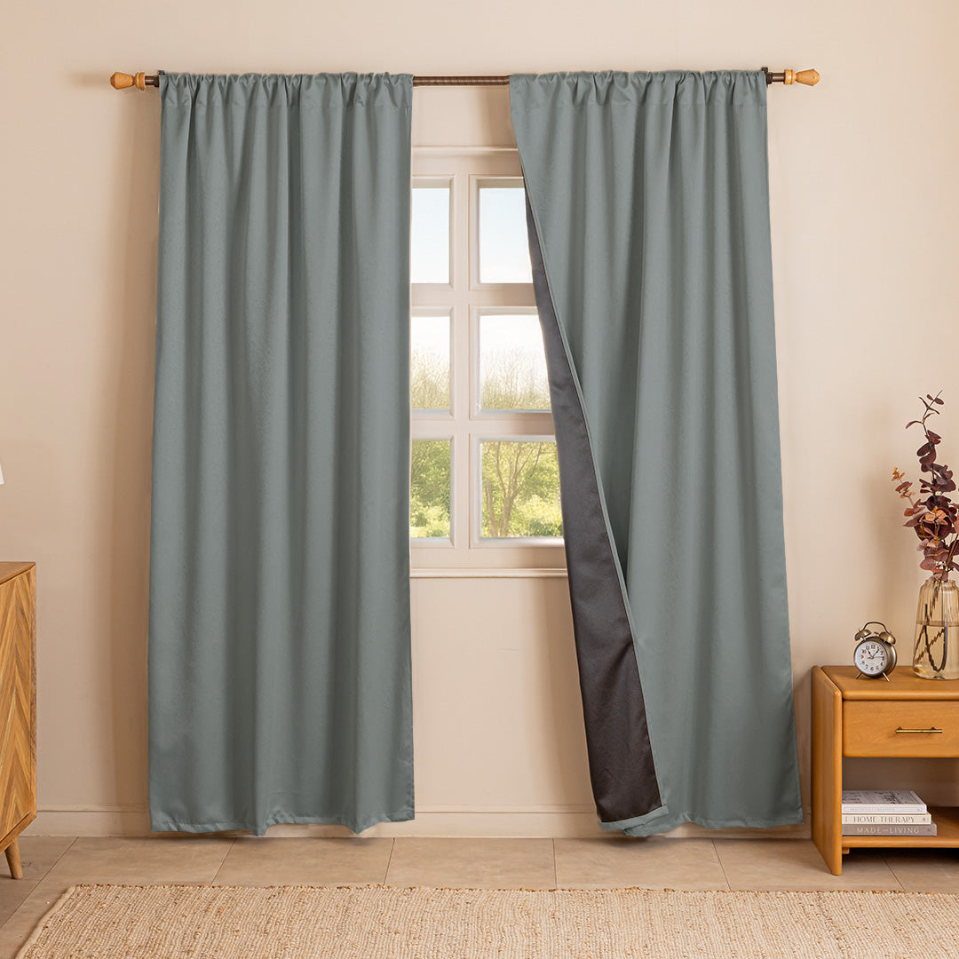Fort Essential Abstract - Rod Pocket Black Backing Blackout Curtain (Grey)