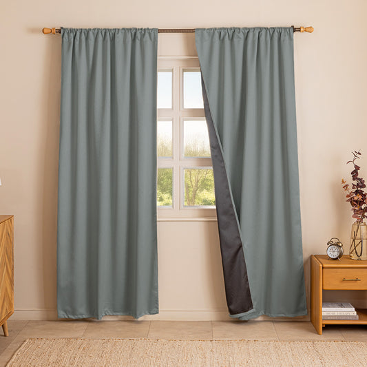 Fort Essential Abstract - Rod Pocket Black Backing Blackout Curtain (Grey)Fort Essential Abstract - Rod Pocket Black Backing Blackout Curtain (Grey)