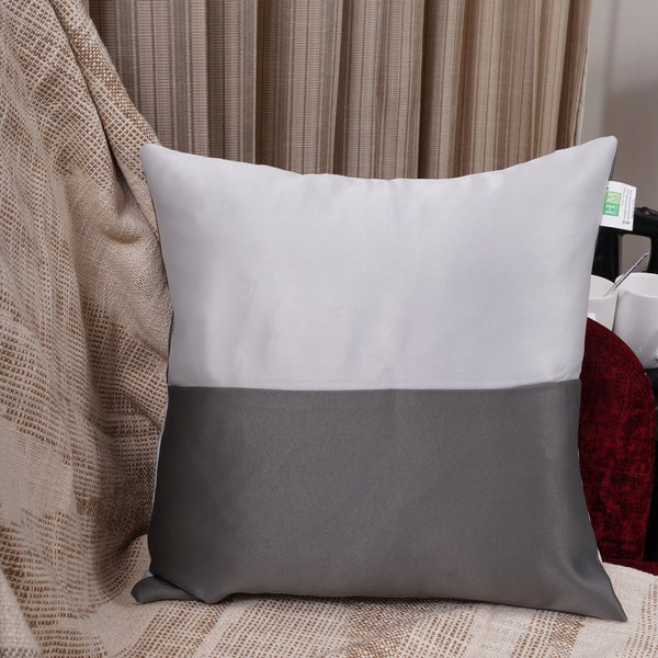 Double Color Pattern Cushion Cover (Grey & White)