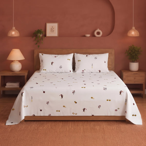 Imprimer Medley - Cartoon Printed Bedsheet (Multicolor)