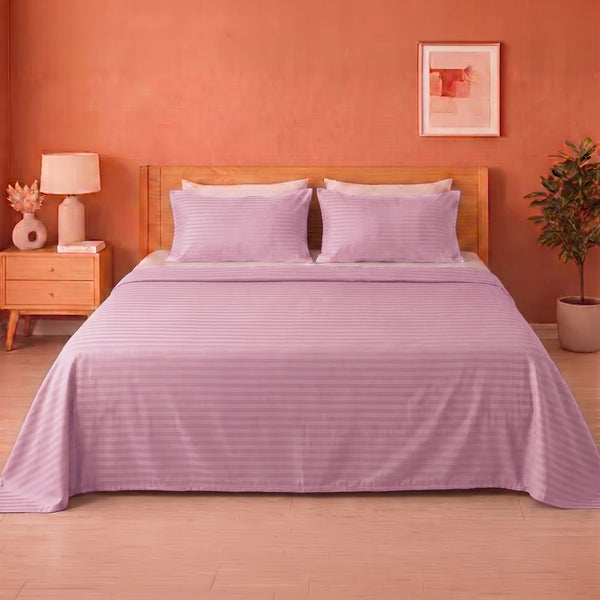 Breton Doze - Satin Stripe Reversible Dohar Blanket (Baby Pink)