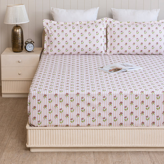 Soft Serenade - Floral Bedsheet (Peach)Soft Serenade - Floral Bedsheet (Peach)