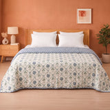 Imprimer Meadow - Floral Printed Dohar (Light Grey & Green)
