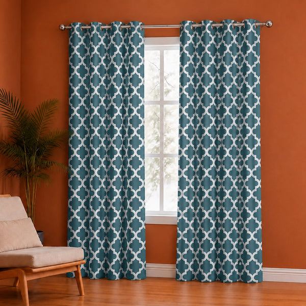Imprimer Quatrefoil Printed Semi Blackout Curtain