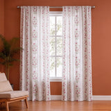 Pink Floral Petal Stripe Rod Pocket Printed duck Curtain