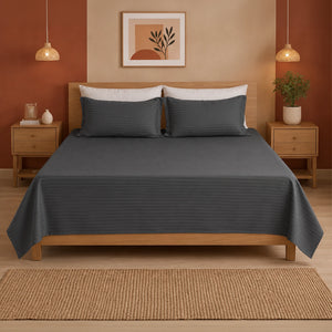 Breton Nap - Satin Stripes Bedsheet (Grey)