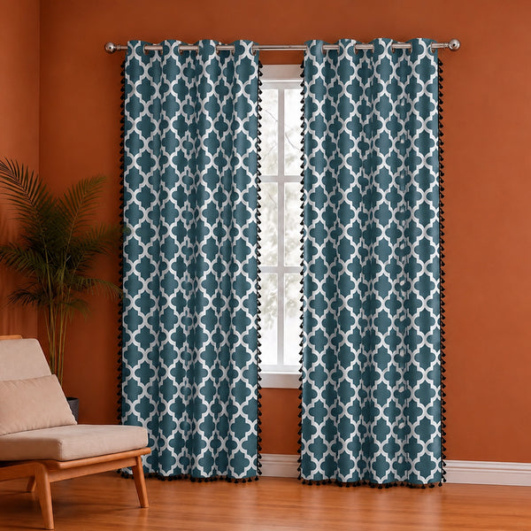 Imprimer Handpicked Soleil - Printed Semi Blackout Curtain (Blue)