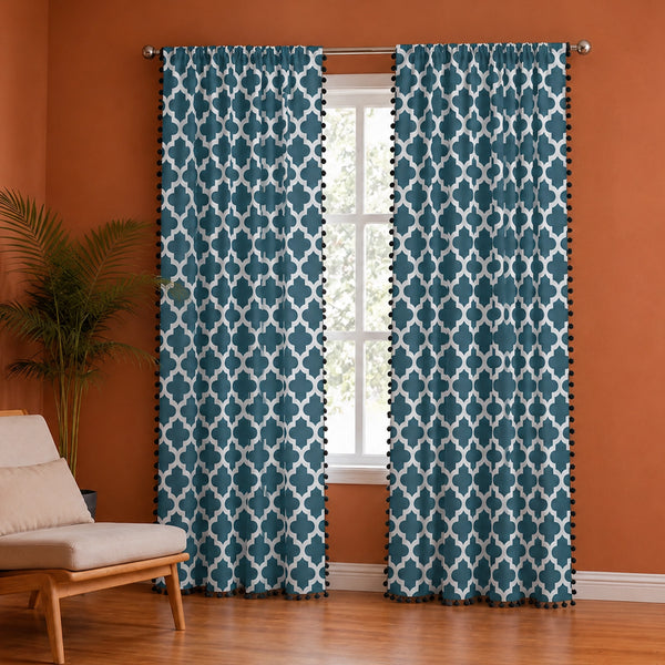 Imprimer Handpicked Soleil - Rod Pocket Printed Semi Blackout Curtain (Blue)