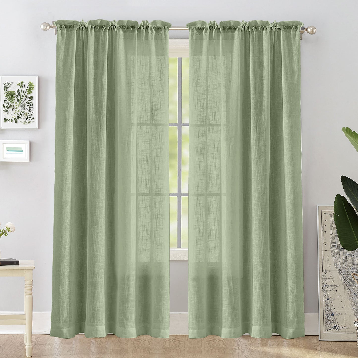 Fort Absolute - Rod Pocket Mint Green Sheer Curtain