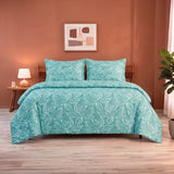 Imprimer Lilac - Leaf Printed Duvet Cover (Aqua Blue)