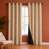 Fort Essential Embossed - Eyelet Black Backing Blackout Curtain (Beige)