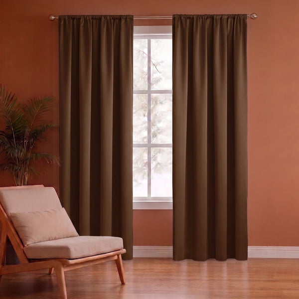 Fort Essential - Rod Pocket Blackout Curtain (Dark Brown)