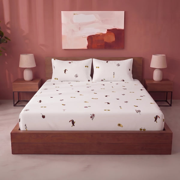 Imprimer Medley - Cartoon Printed Fitted Bedsheet (Multicolor)