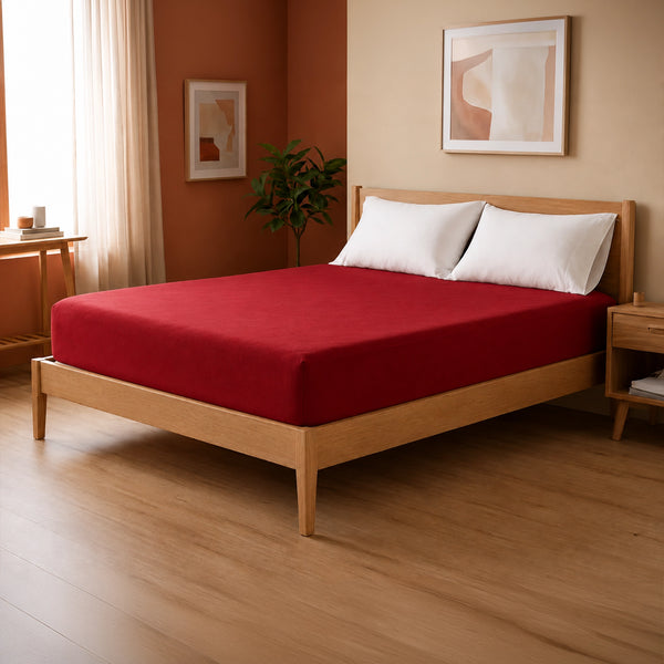 Fort - Terry Solid Mattress Protector (Maroon)
