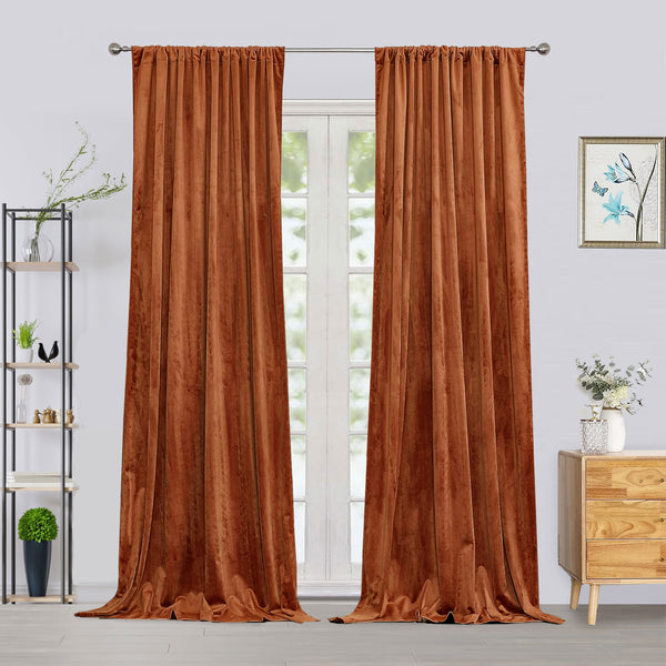 Fort Royal - Rod Pocket Velvet Curtain (Orange)