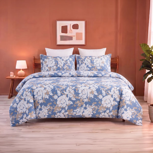 Blossom Haze - Floral Duvet Cover (Blue)