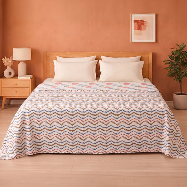 Imprimer Scarlet - Printed Dohar (Multicolor & White)