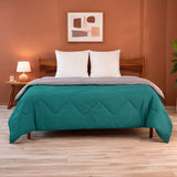 Fort - Box Stitch Duvet Comforter (Teal & Light Grey)