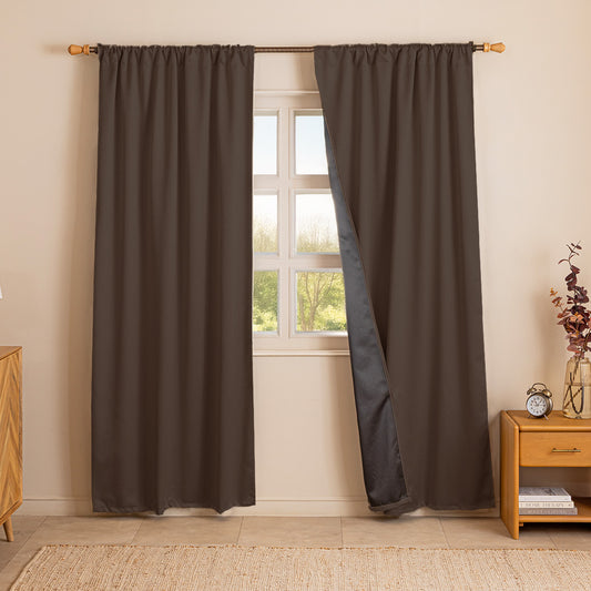 Fort Essential Abstract - Rod Pocket Black Backing Blackout Curtain (Brown)Fort Essential Abstract - Rod Pocket Black Backing Blackout Curtain (Brown)