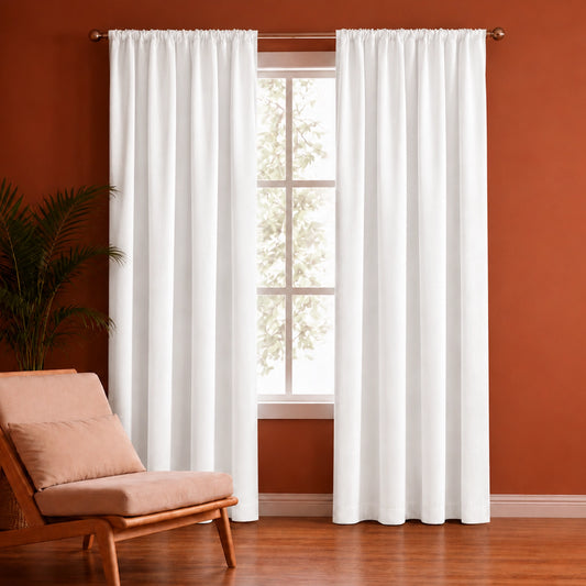 Fort Royal - Rod Pocket Velvet Curtain (White)Fort Royal - Rod Pocket Velvet Curtain (White)