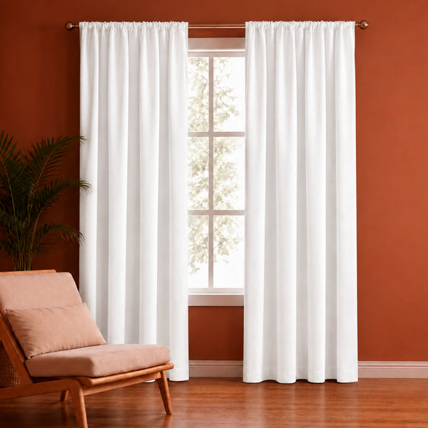 Fort Royal - Rod Pocket Velvet Curtain (White)