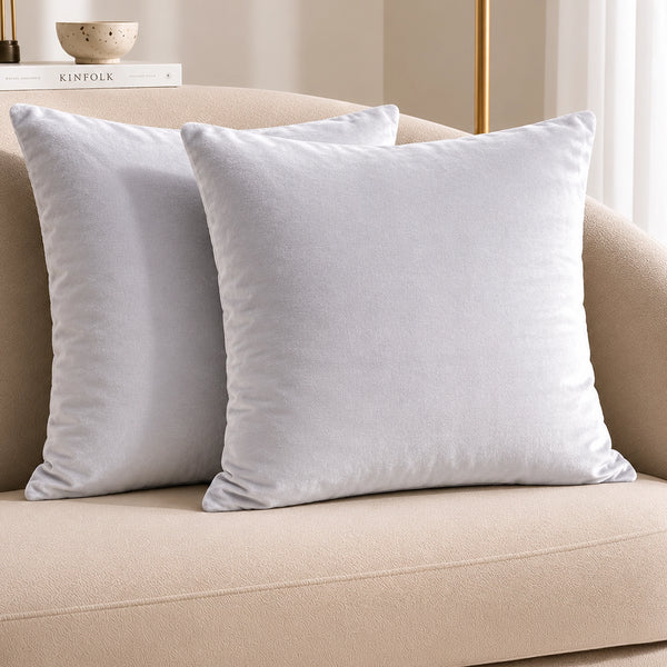 Fort Royal - Velvet Solid Dye Cushion Cover (White)