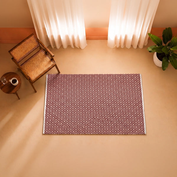 Tessitura Confetti - Diamond Cotton Rug (Red & White)