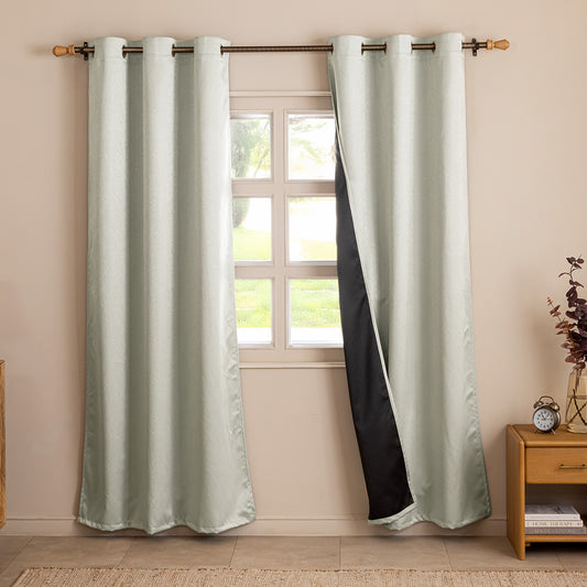 Fort Essential Abstract - Eyelet Black Backing Blackout Curtain (Off White)Fort Essential Abstract - Eyelet Black Backing Blackout Curtain (Off White)