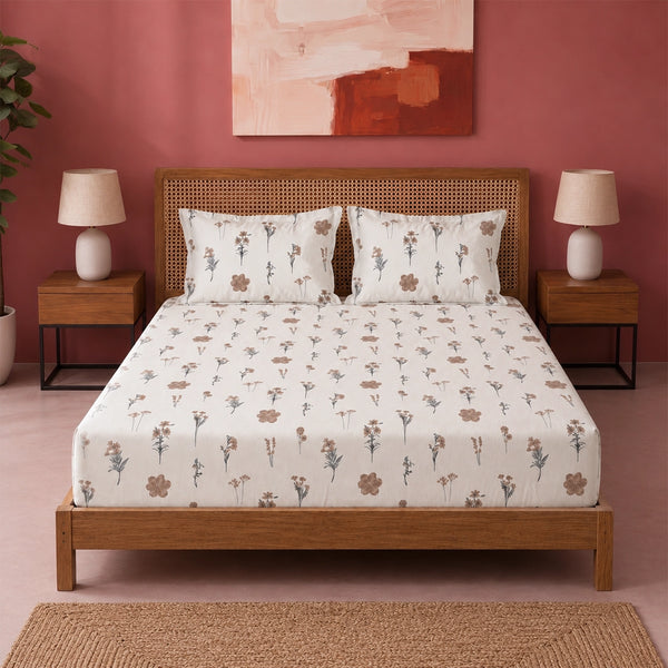 Prairie Charm - White Floral Fitted Sheet