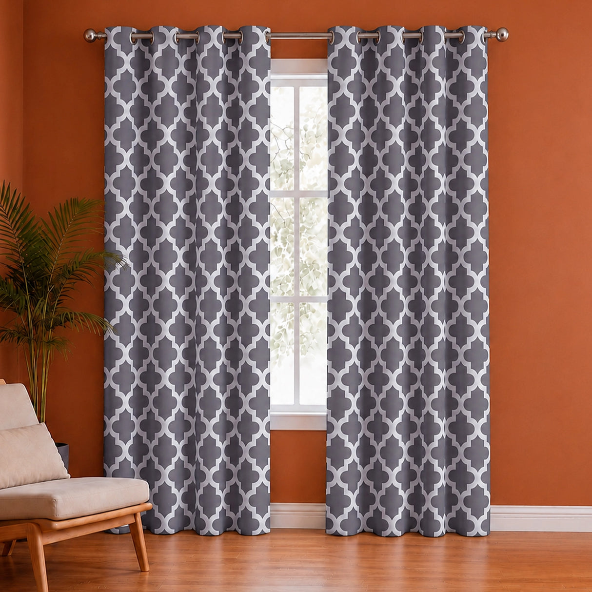 Imprimer Quatrefoil Printed Semi Blackout Curtain