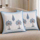 Ombre Lupine - Hand Block Print Quilted Cushion Cover (Blue)