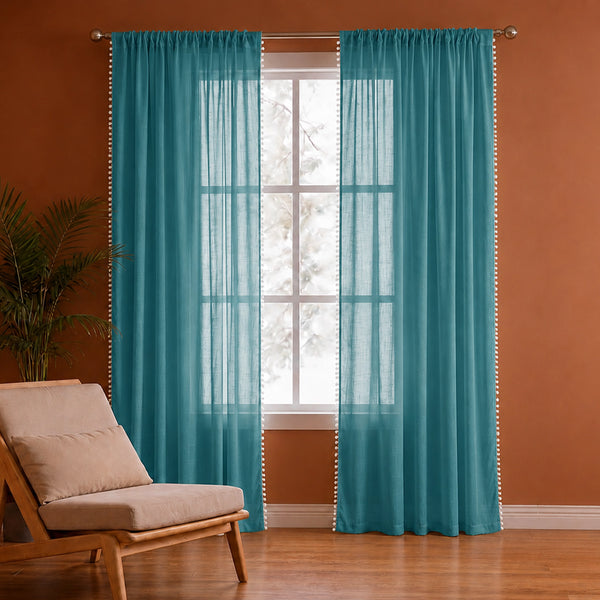 Fort Handpicked Breeze - Rod Pocket Blue Sheer Curtain