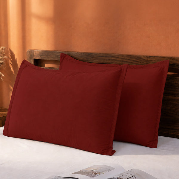 Fort Nightingale - Solid Pillow Cover (Maroon) (Bedsheet Excluded)