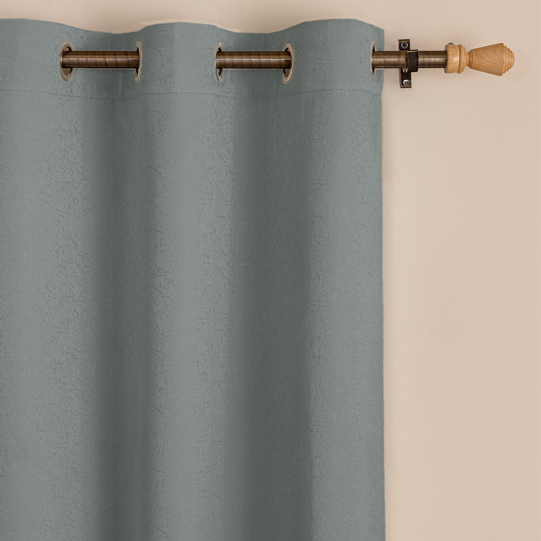 Fort Essential Abstract - Eyelet Black Backing Blackout Curtain (Grey)