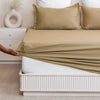 Breton Drift - Satin Stripe Fitted Bedsheet with Pillow Covers (Taupe)