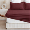 Breton Drift - Satin Stripes Fitted Bedsheet (Maroon)