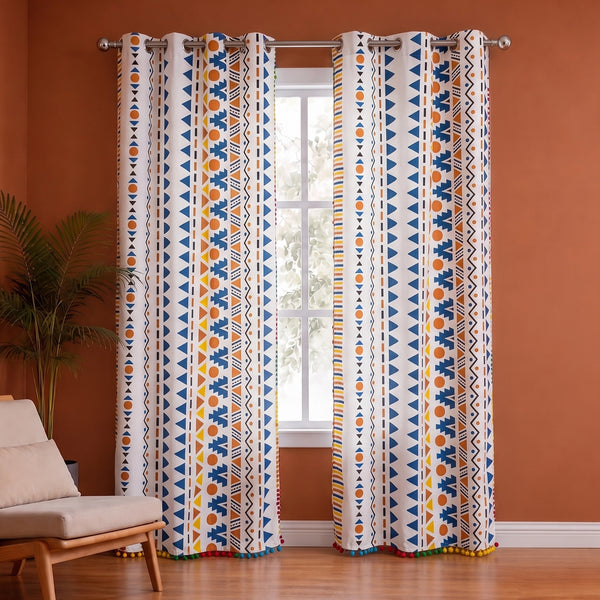 Imprimer Handpicked Santo - Printed Semi Blackout Curtain (Blue)