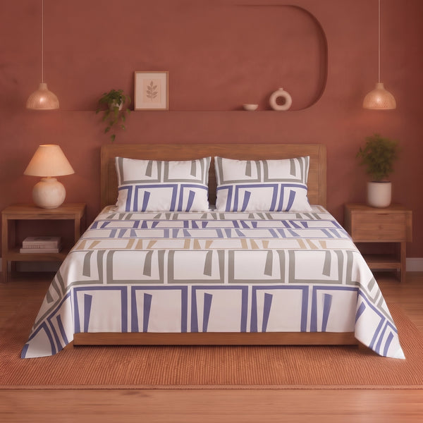 Imprimer Modern Maze - Printed Bedsheet (Multicolor)