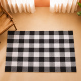 Breton Shadowplay - Plaid Cotton Rug (Black & White)