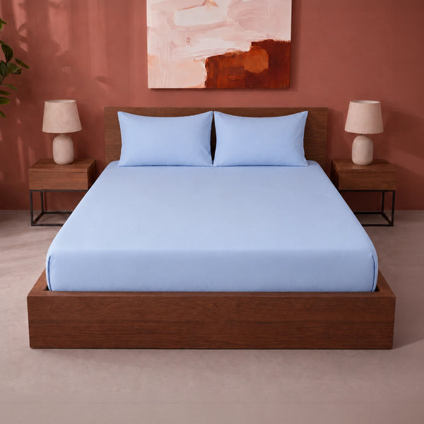 Fort Sublime - Solid Fitted Bedsheet (Sky Blue)