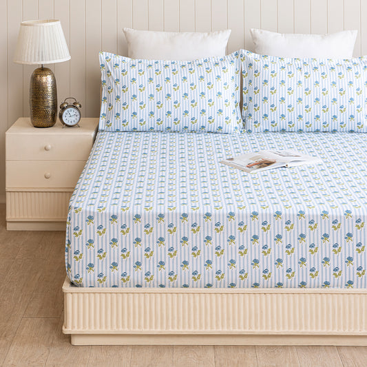 Soft Serenade - Floral Bedsheet (Blue)Soft Serenade - Floral Bedsheet (Blue)