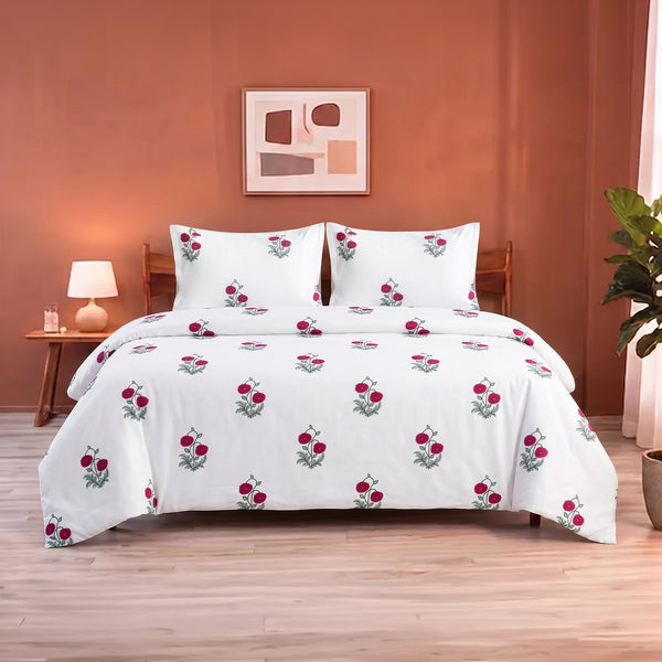 Imprimer Vignette - Rose Printed Duvet Cover (Red)