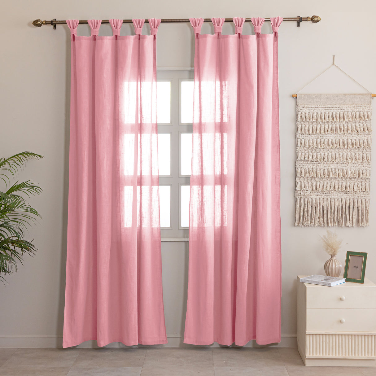 Fort Absolute - Twist Tab Top Sheer Curtain (Pink)