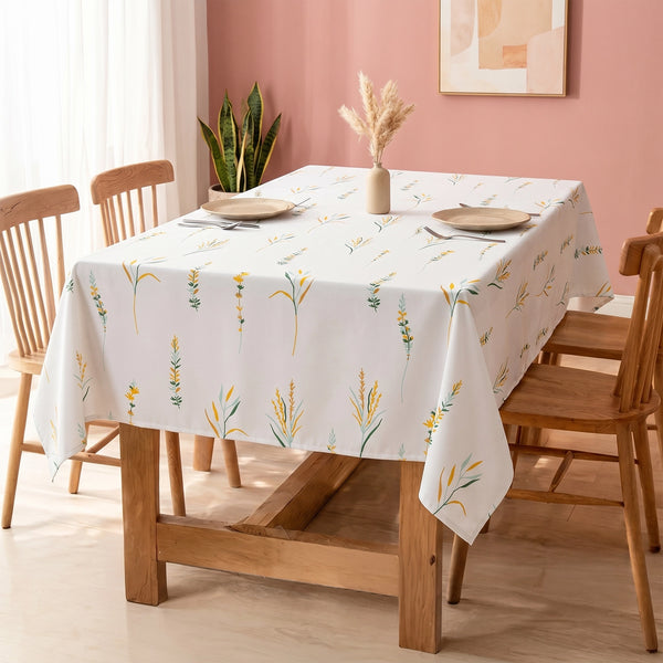 Cotton Leafscape Dining Table Cover (Yellow & Green)