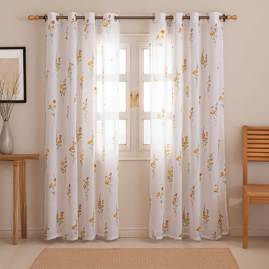 Opulent Bloom Printed Eyelet Sheer CurtainOpulent Bloom Printed Eyelet Sheer Curtain