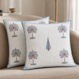 Ombre Lupine - Hand Block Print Quilted Cushion Cover (Blue)