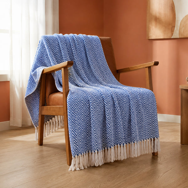 Tessitura Blue Chevron - Throw