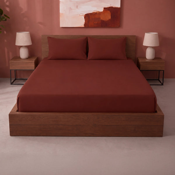 Fort Sublime - Solid Fitted Bedsheet (Maroon)